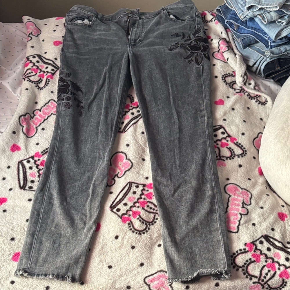 Express Dark Gray Jeans with Black Stitching
